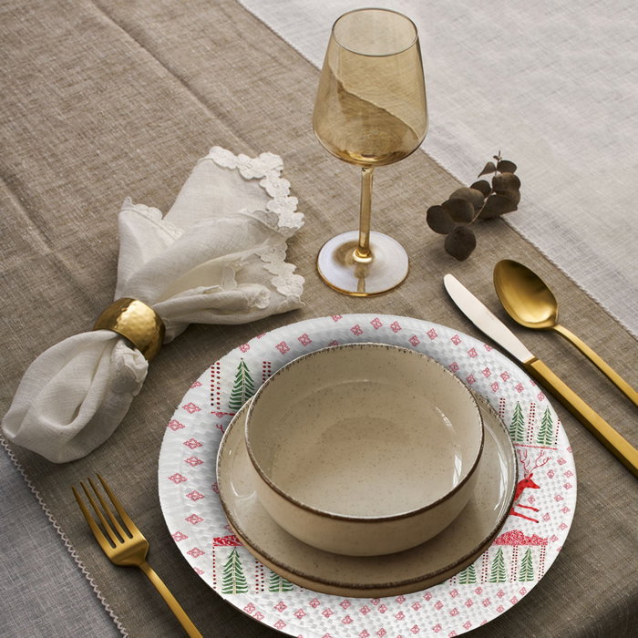 Hermia 2757Supla Mantel de Mesa - 4 Piezas, Poliéster/Algodón, Diámetro 37 cm